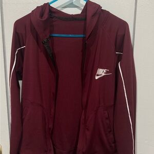 Nike Women's Burgundy Jacket with White Accents